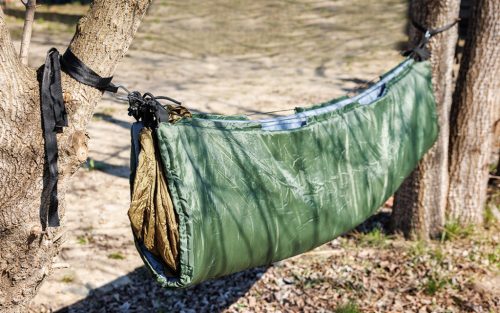 Függőágy, 221x105cm, pamut-poliészter, szakadásgátló szövet, 4 kampóval