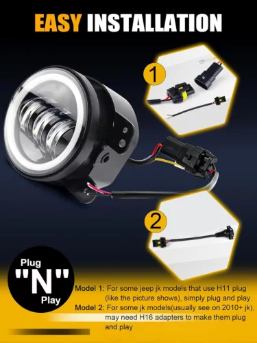 E jellel ellátott LED-es nappali menetfény és ködlámpa szett – 100 mm, 12V, index funkcióval