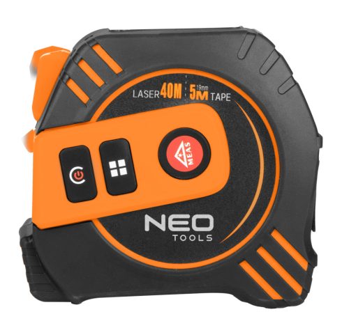 Lézeres távolságmérő beépített mérőszalaggal, hatótáv 40m, mérőszalag 19mmx5m, Li-Ion akkumulátor