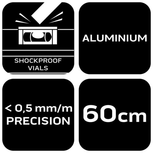 Vízmérték 60cm, alu, 3 libella, 1 fogantyú, S400