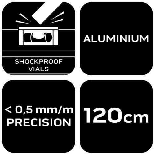 Vízmérték 120cm, alu, 3 libella, 1 fogantyú, S400