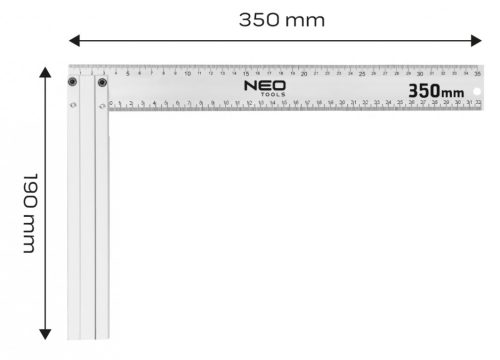 Derékszög 350mm aluminium