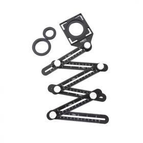   Szögmásoló, furatátjelölő és vonalzó, 6 oldalas, alumínium, ABS