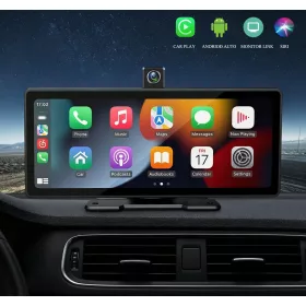 10.26 Hüvelykes hordozható Magyar nyelvű Android Autó és CarPlay Multimédia rendszer kamerával - 12V