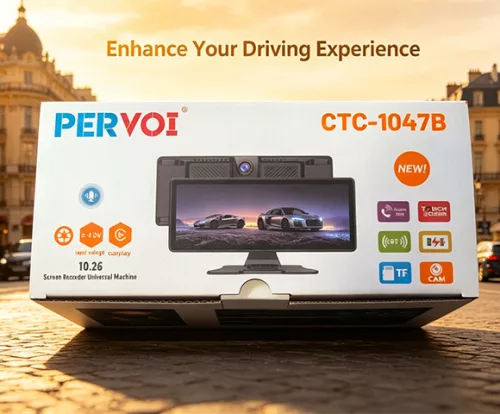 10.26 Hüvelykes hordozható Magyar nyelvű Android Autó és CarPlay Multimédia rendszer kamerával - 12V