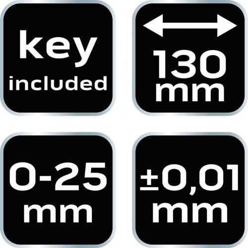 Mikrométer, műanyag tokban,  0-25mm