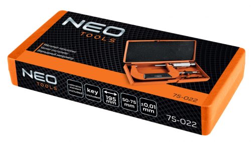 Mikrométer, műanyag tokban,  50-75mm