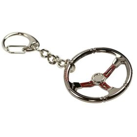   80070 W16362-9 Sportkormány kulcstartó fémből - Fekete színben