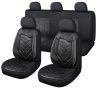 11 részes Műbőr+Szövet anyag univerzális üléshuzat szett - 2HELYEN osztható Légzsákos - fekete-fehér