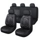 11 részes Műbőr+Szövet anyag univerzális üléshuzat szett - 2HELYEN osztható Légzsákos - fekete-fehér