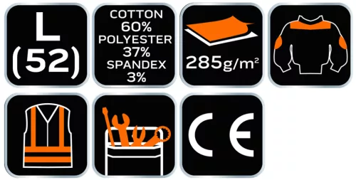 Munkadzseki karcsúsított(slim fit), 60% pamut, 37% polyester, 3% elastane, 285 g/m2, L