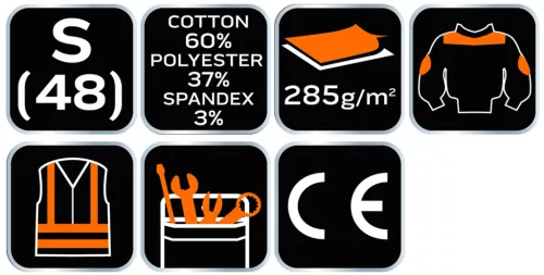 Munkadzseki karcsúsított(slim fit), 60% pamut, 37% polyester, 3% elastane, 285 g/m2, S