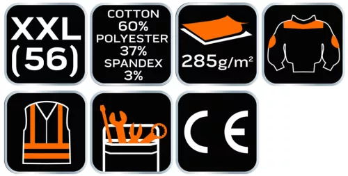 Munkadzseki karcsúsított(slim fit), 60% pamut, 37% polyester, 3% elastane, 285 g/m2,XXL