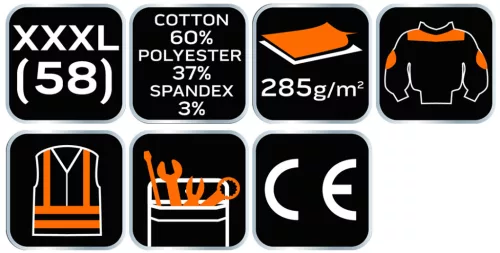 Munkadzseki karcsúsított(slim fit), 60% pamut, 37% polyester, 3% elastane, 285 g/m2,XXXL