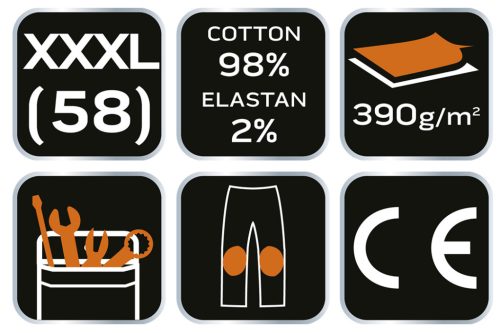 Farmer munkanadrág, 98% pamut, térd megerősítéssel, 255 g/m2,XXXL