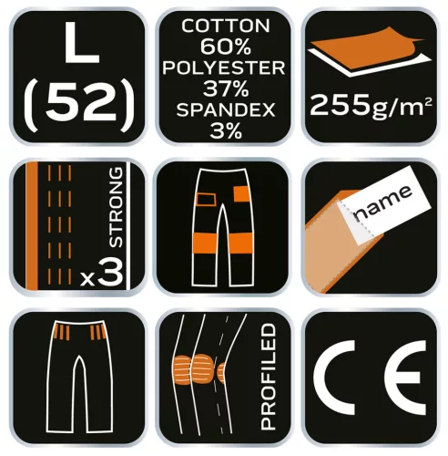 Munkanadrág, terepmintás, camo, camo urban, 60% pamut, 37% poliészter, 3% elasztán, l