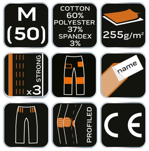 Munkanadrág, terepmintás, camo, camo urban, 60% pamut, 37% poliészter, 3% elasztán, m