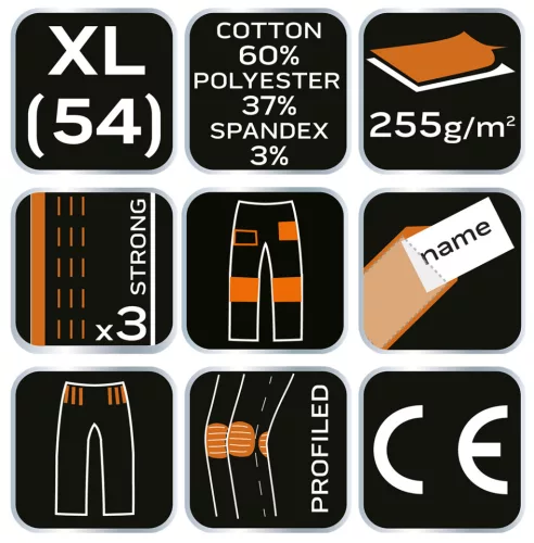 Munkanadrág, terepmintás, camo, camo urban, 60% pamut, 37% poliészter, 3% elasztán, xl