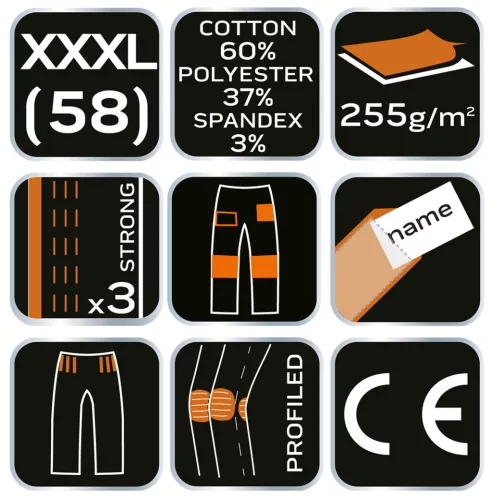 Munkanadrág, terepmintás, camo, camo urban, 60% pamut, 37% poliészter, 3% elasztán, xxxl