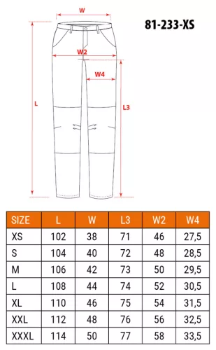 Farmer munkanadrág, 5 zsebes, fekete, 98% pamut, 410g/m2  XS