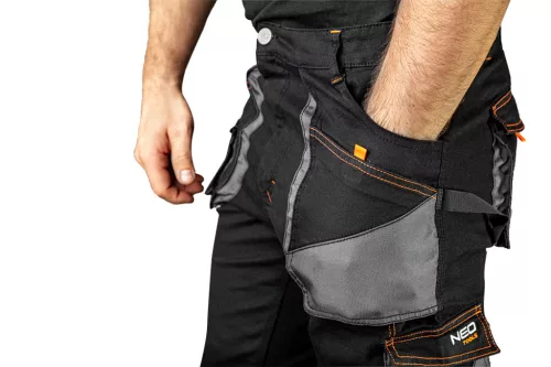 Munkanadrág karcsúsított(slim fit), 60% pamut, 37% polyester, 3% elastane, 285 g/m2, övvel,xS