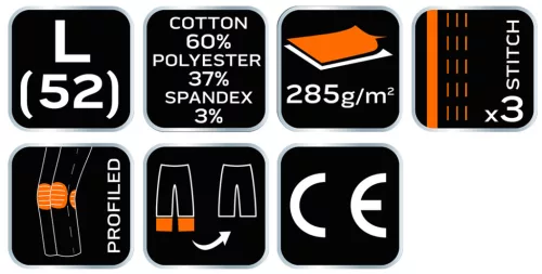 Munkanadrág karcsúsított(slim fit), 60% pamut, 37% polyester, 285 g/m2, lecsatolható szerszámzsebek