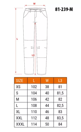 Munkanadrág karcsúsított(slim fit), 60% pamut, 37% polyester, 285 g/m2, lecsatolható szerszámzsebek