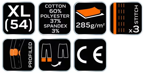 Munkanadrág karcsúsított(slim fit), 60% pamut, 37% polyester, 285 g/m2, lecsatolható szerszámzsebek