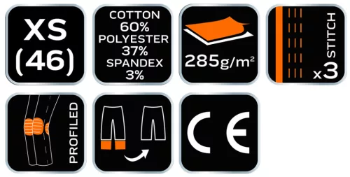 Munkanadrág karcsúsított(slim fit), 60% pamut, 37% polyester, 285 g/m2, lecsatolható szerszámzsebek