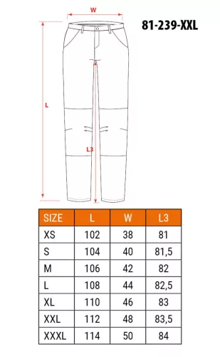 Munkanadrág karcsúsított(slim fit), 60% pamut, 37% polyester, 285 g/m2, lecsatolható szerszámzsebek