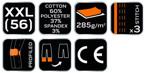 Munkanadrág karcsúsított(slim fit), 60% pamut, 37% polyester, 285 g/m2, lecsatolható szerszámzsebek
