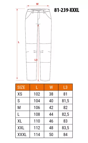 Munkanadrág karcsúsított(slim fit), 60% pamut, 37% polyester, 285 g/m2, lecsatolható szerszámzsebek