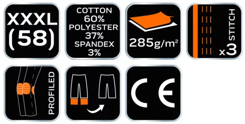 Munkanadrág karcsúsított(slim fit), 60% pamut, 37% polyester, 285 g/m2, lecsatolható szerszámzsebek