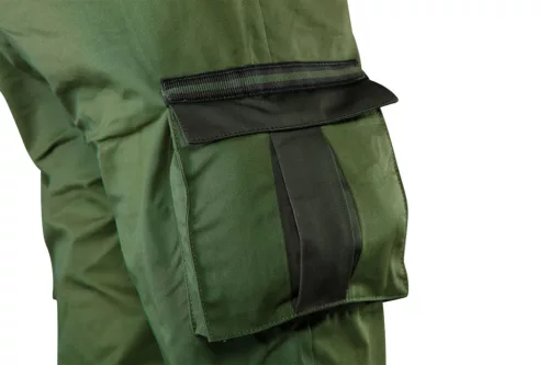 Kantáros munkanadrág olíva, 60% pamut, 40% polyester, 255 g/m2, M