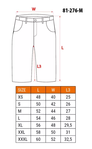 Rövid munkanadrág övvel, PREMIUM, 62% pamut, 35% polyester, 3% elastane, M