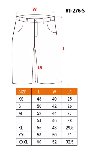 Rövid munkanadrág övvel, PREMIUM, 62% pamut, 35% polyester, 3% elastane, S