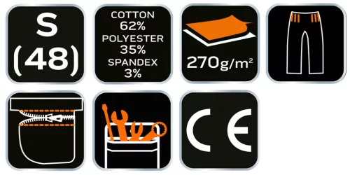 Rövid munkanadrág övvel, PREMIUM, 62% pamut, 35% polyester, 3% elastane, S