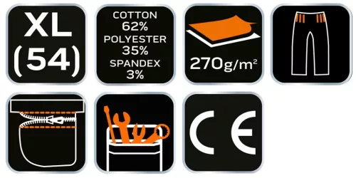 Rövid munkanadrág övvel, PREMIUM, 62% pamut, 35% polyester, 3% elastane,XL