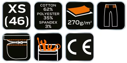Rövid munkanadrág övvel, PREMIUM, 62% pamut, 35% polyester, 3% elastane,xS