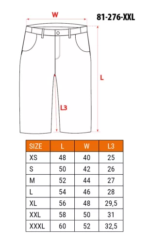 Rövid munkanadrág övvel, PREMIUM, 62% pamut, 35% polyester, 3% elastane,XXL
