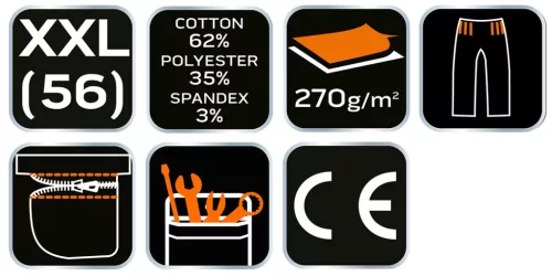Rövid munkanadrág övvel, PREMIUM, 62% pamut, 35% polyester, 3% elastane,XXL