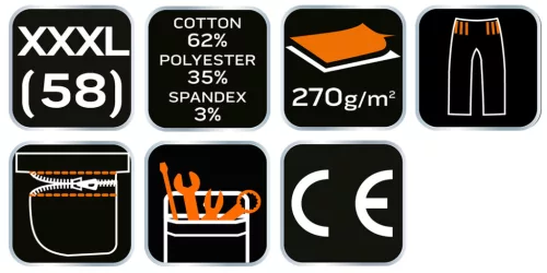 Rövid munkanadrág övvel, PREMIUM, 62% pamut, 35% polyester, 3% elastane,XXXL
