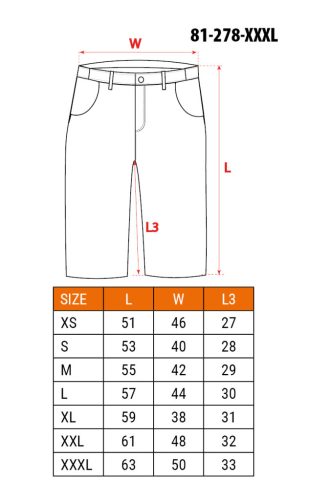 Rövid munkanadrág karcsúsított(slim fit), 60% pamut, 37% polyester, 3% elastane, 285 g/m2, övvel