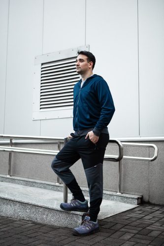 Melegítő nadrág comfort, fekete-szürke, 57%pamut 39% poliészter, m