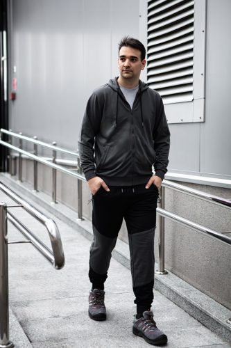 Melegítő nadrág comfort, fekete-szürke, 57%pamut 39% poliészter, m