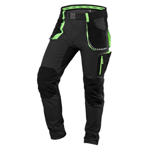 Munkanadrág, premium, 4 irányban önbeálló anyag, fekete-zöld, xxxl