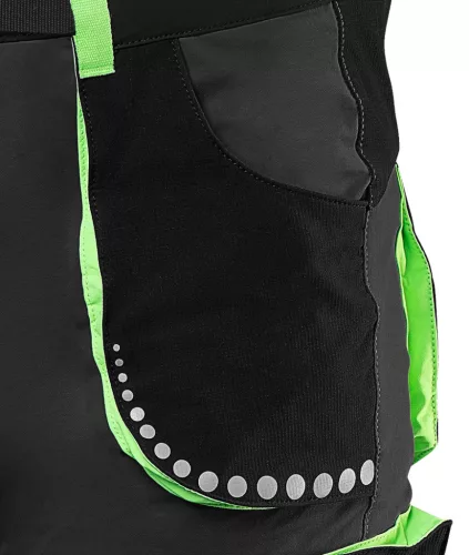 Munkanadrág, premium, 4 irányban önbeálló anyag, fekete-zöld, xxxl
