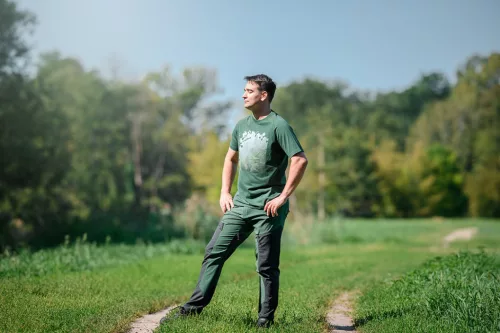 Munkásnadrág, OUTDOOR, 4 irányú sztreccs, zöld-szürke, XXL