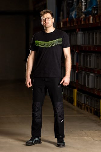 Munkásnadrág, Mix&Match, 4 irányú sztreccs, 230g/m2, fekete-zöld, L