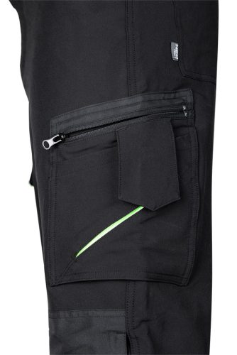 Munkásnadrág, Mix&Match, 4 irányú sztreccs, 230g/m2, fekete-zöld, L